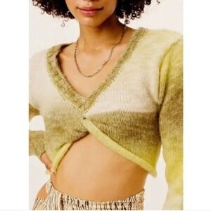 For Love & Lemons Yellow Celeste Crop Sweater sz Medium